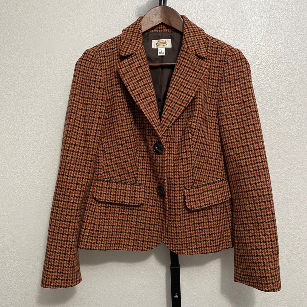 Vtg Talbot's Women's Wool Houndstooth Blazer 2 Heritage Equestrian Old Money